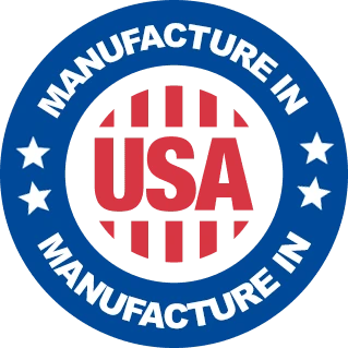 A badge that reads MANUFACTURE IN twice seal